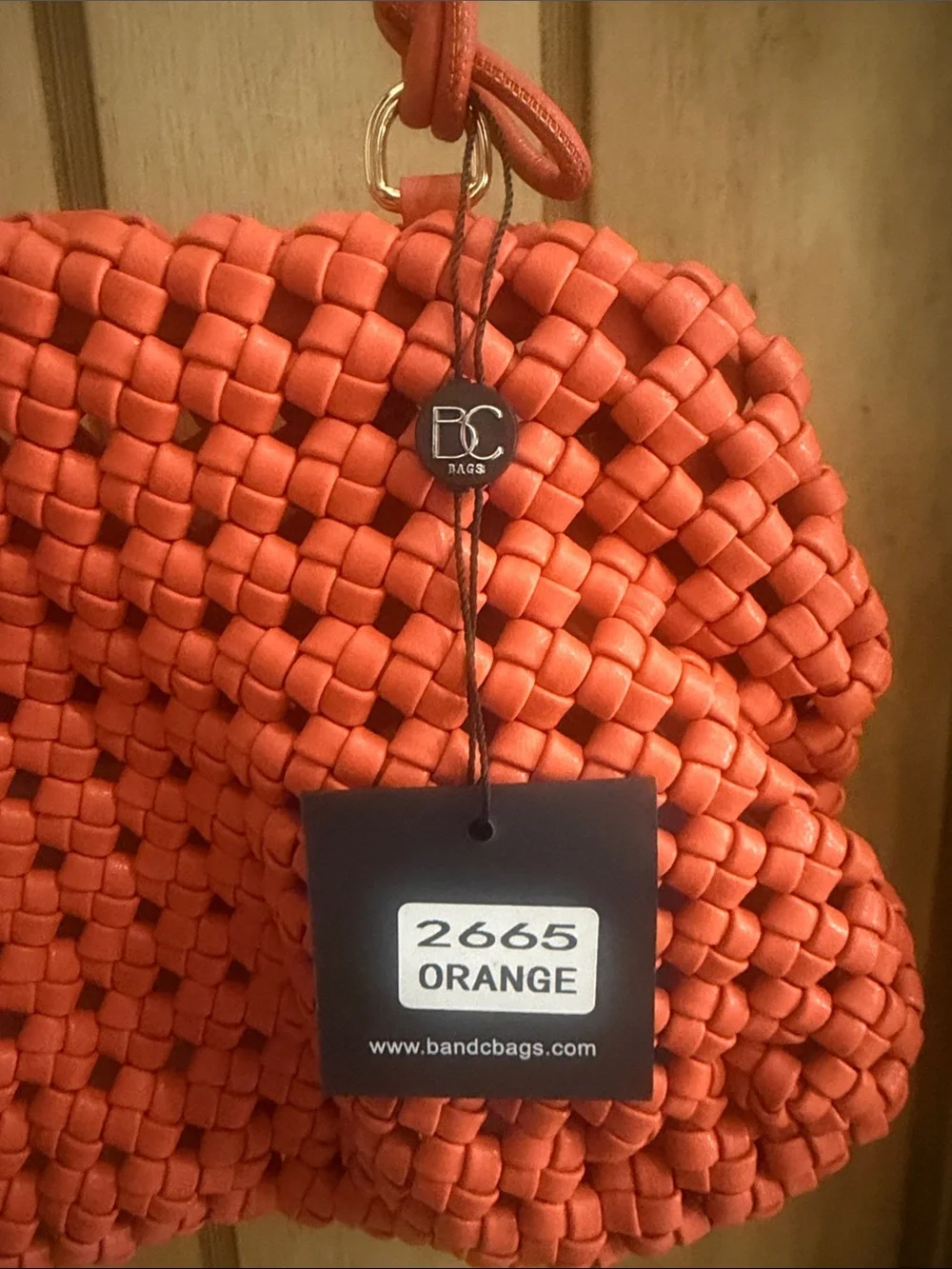 Woven Coral Crossbody Bag with Adjustable Strap